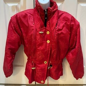 Obermeyer Red ski Jacket with Gold Details